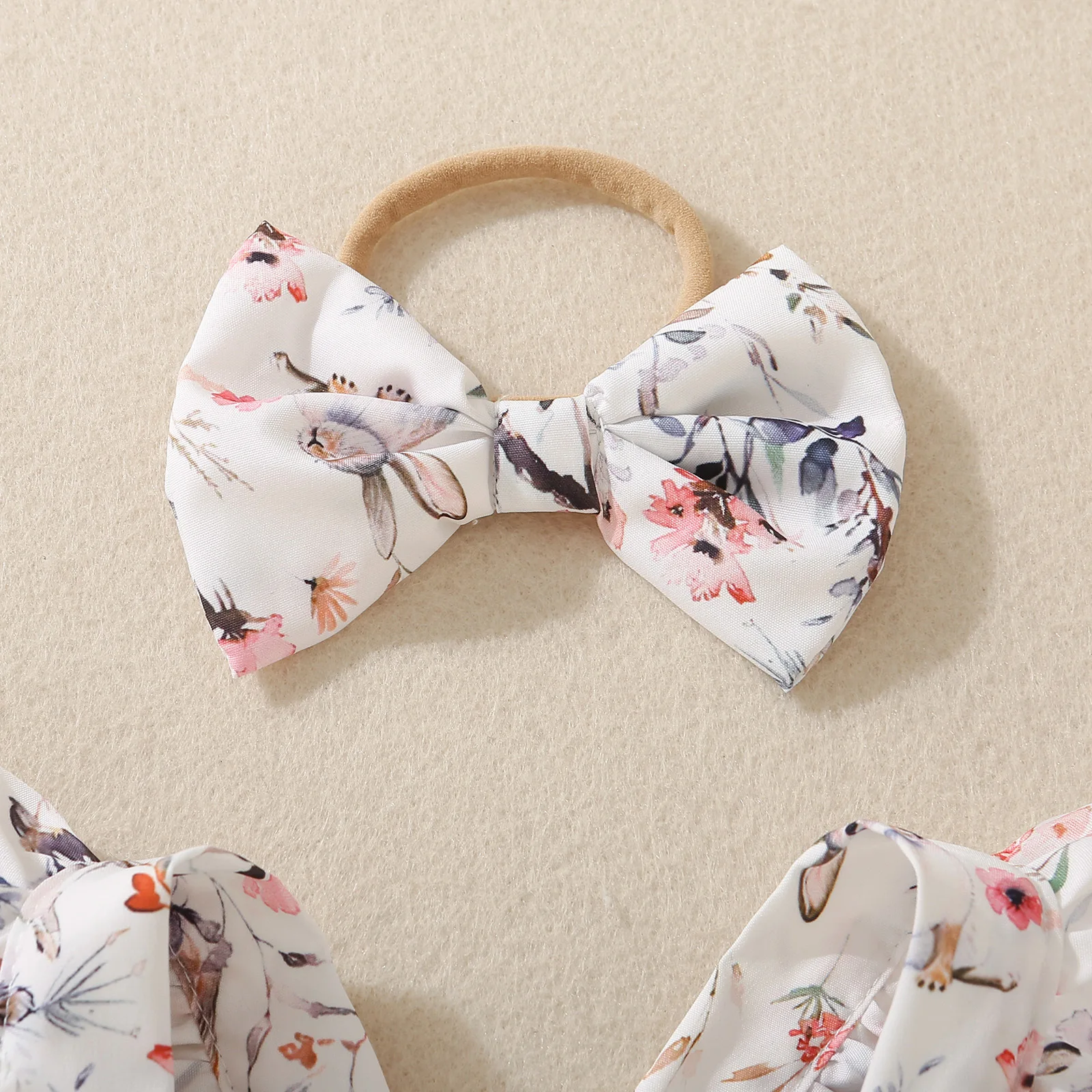Summer female infants hot-selling cute rabbit flower print triangular jersey skirt + bow headgear two-piece set