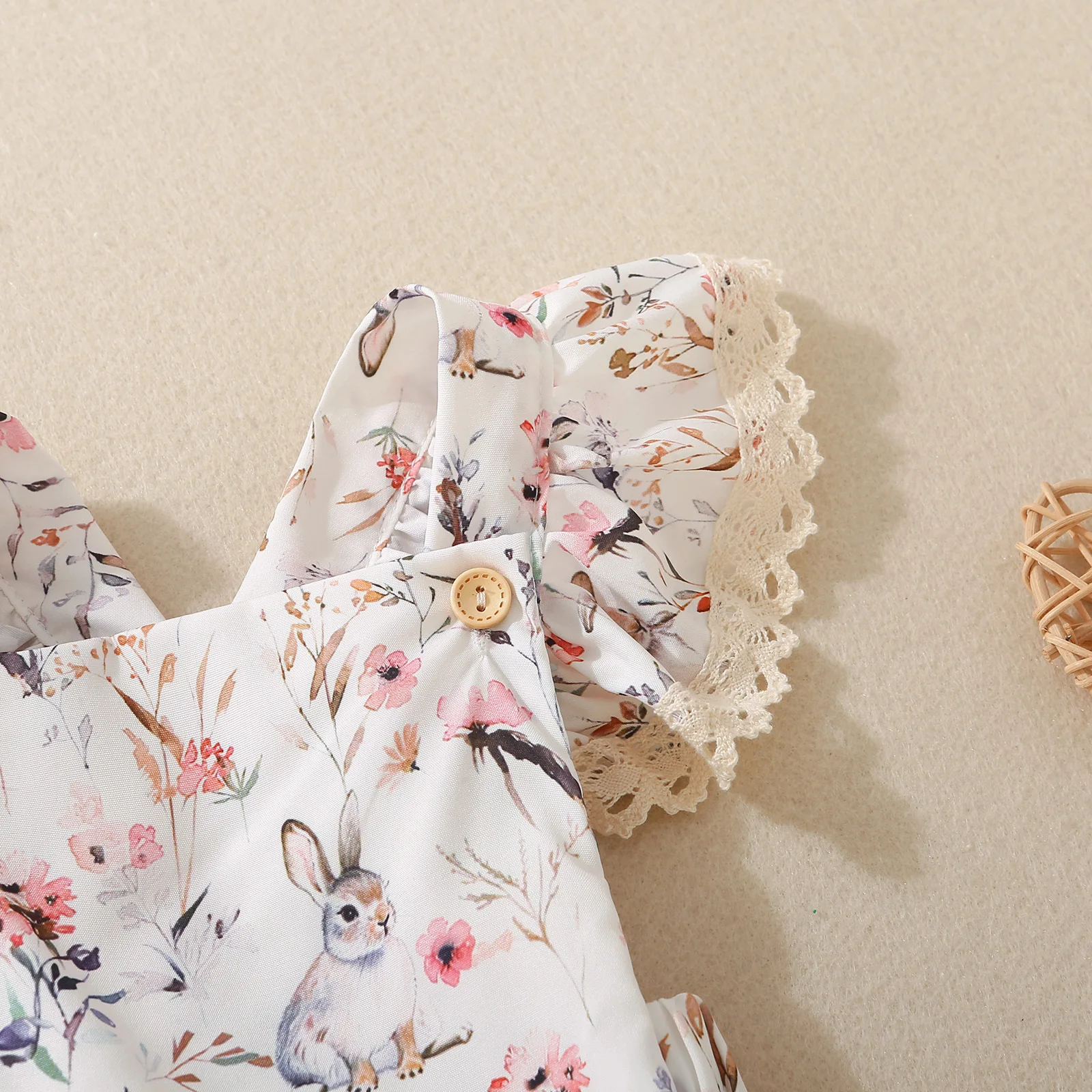 Summer female infants hot-selling cute rabbit flower print triangular jersey skirt + bow headgear two-piece set
