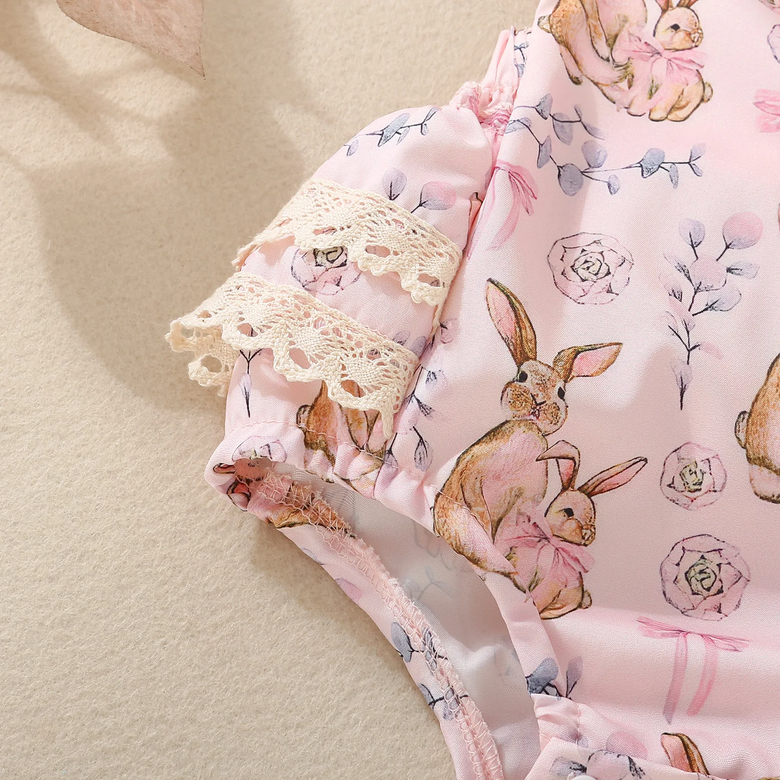 Summer female infants hot-selling cute rabbit flower print triangular jersey skirt + bow headgear two-piece set