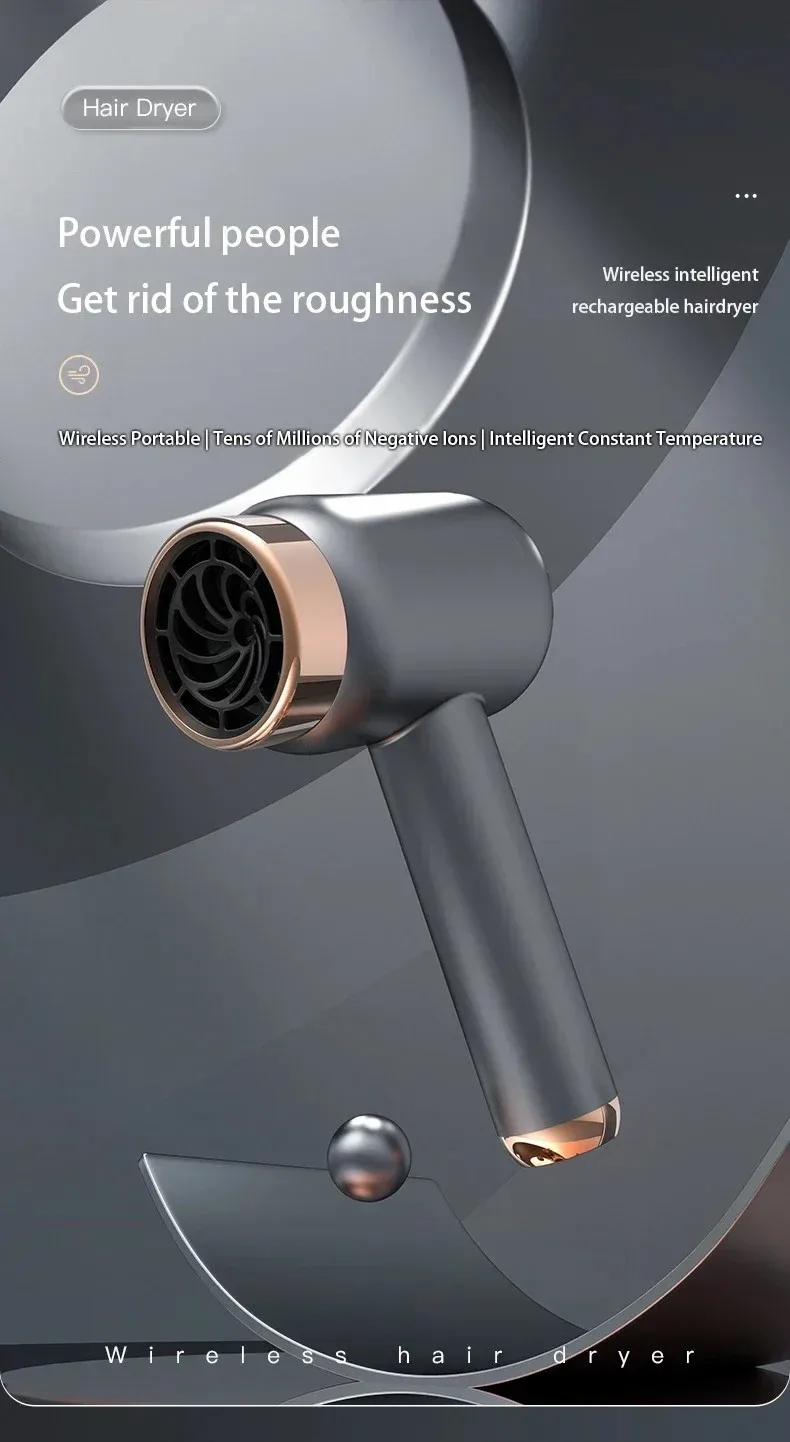 Hair Dryer Charging Portable USB Rechargeable Hairdryer High-Power Home Quick-Dry Hair Salon Travel Blow Dryer