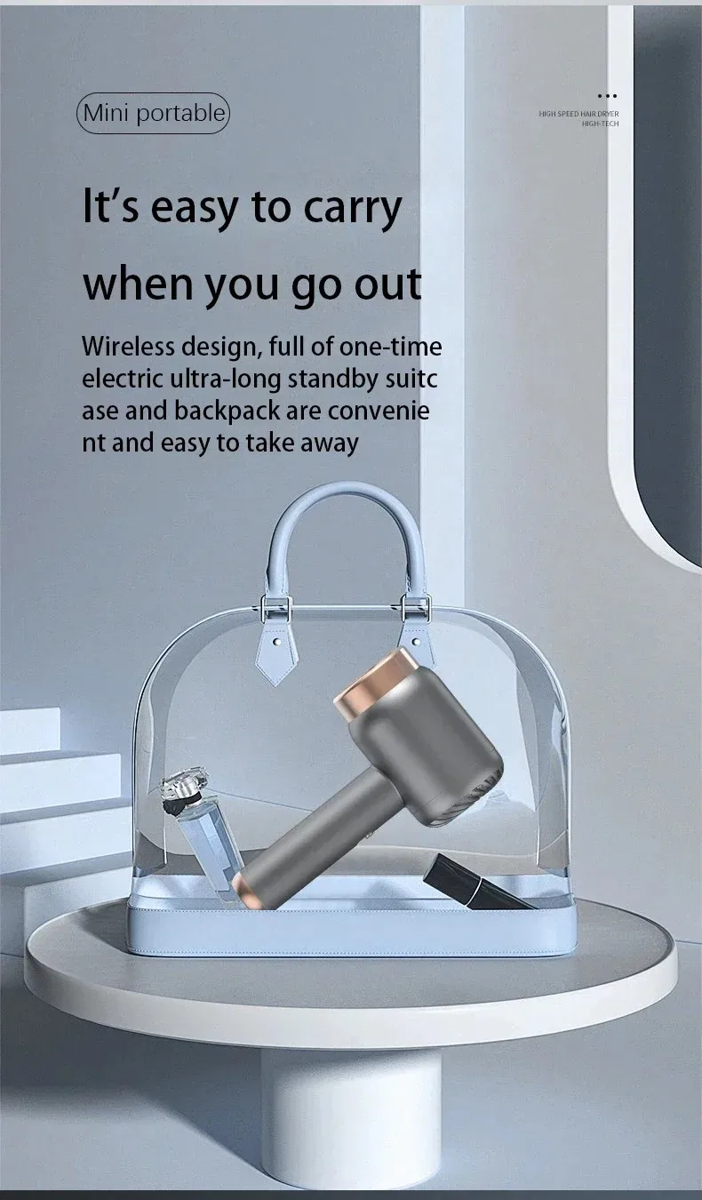 Hair Dryer Charging Portable USB Rechargeable Hairdryer High-Power Home Quick-Dry Hair Salon Travel Blow Dryer