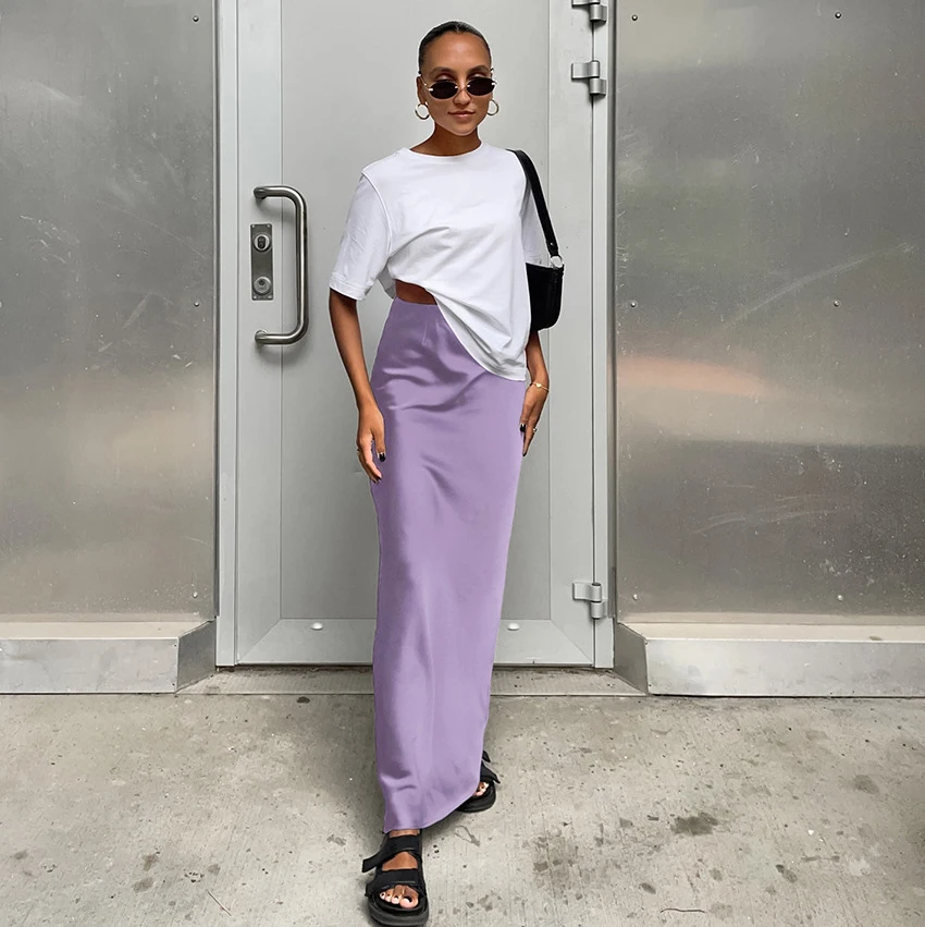 Women's Simulated Silk Satin Half Skirt Casual European American Style Wrap Buttocks Skirt for Cross-Border Fashion
