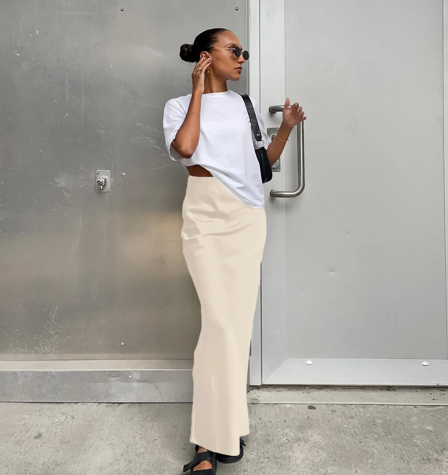 Women's Simulated Silk Satin Half Skirt Casual European American Style Wrap Buttocks Skirt for Cross-Border Fashion