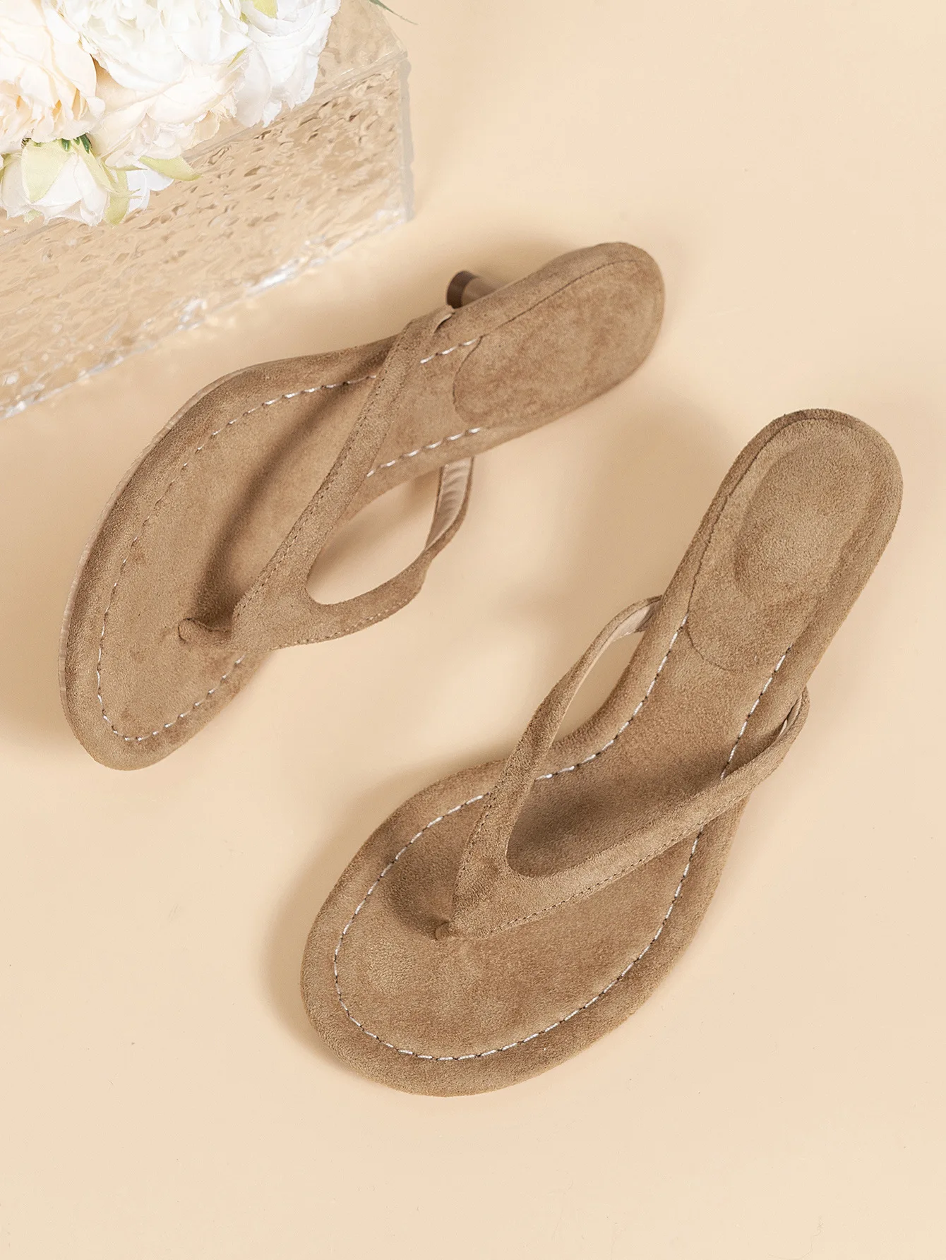 Fashion Round Toe Women Thin Heels Slippers Slides Female Flip Flops Sandals Spring Summer Ladies Heeled Slippers Shoes Pumps