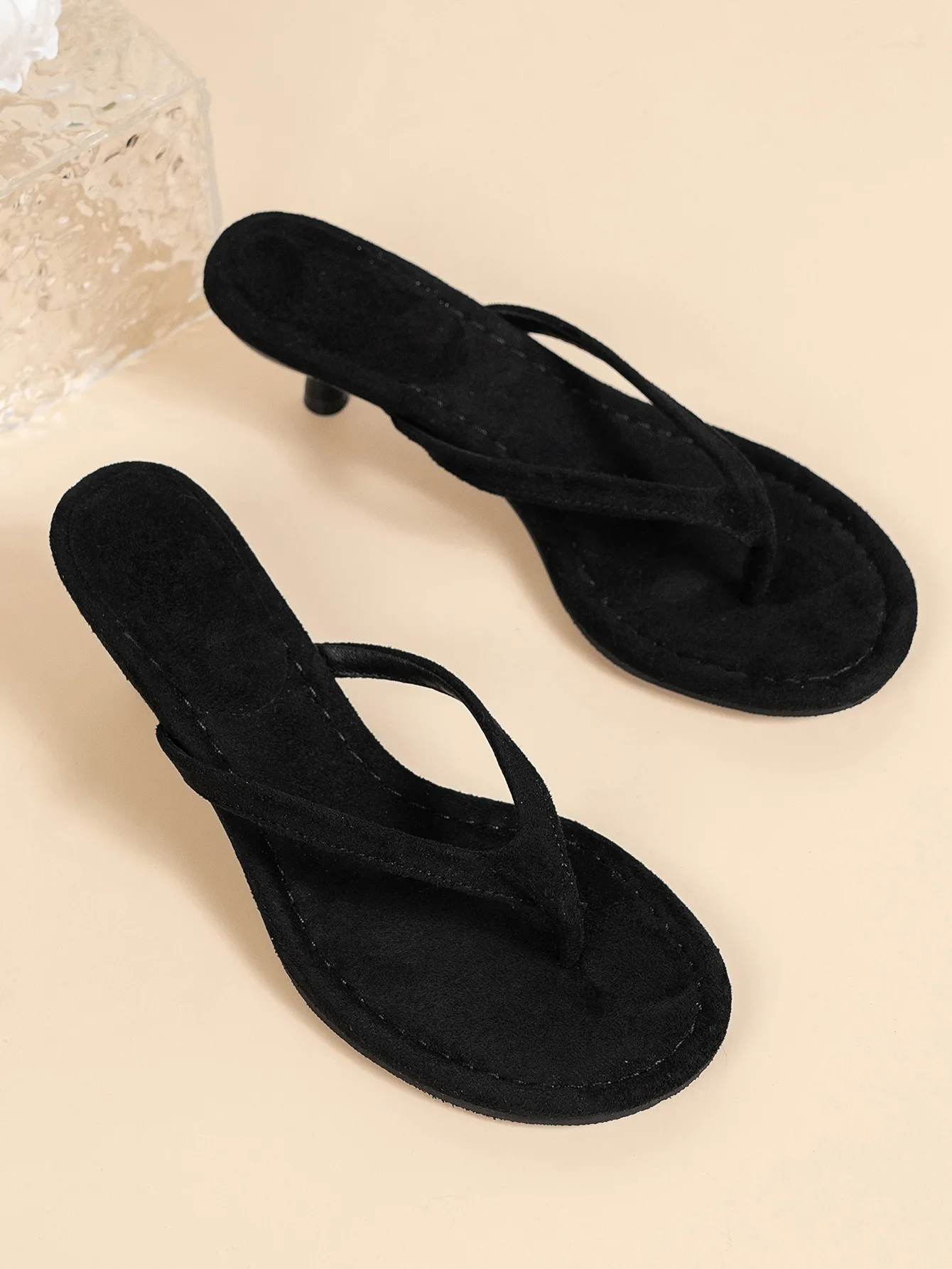 Fashion Round Toe Women Thin Heels Slippers Slides Female Flip Flops Sandals Spring Summer Ladies Heeled Slippers Shoes Pumps