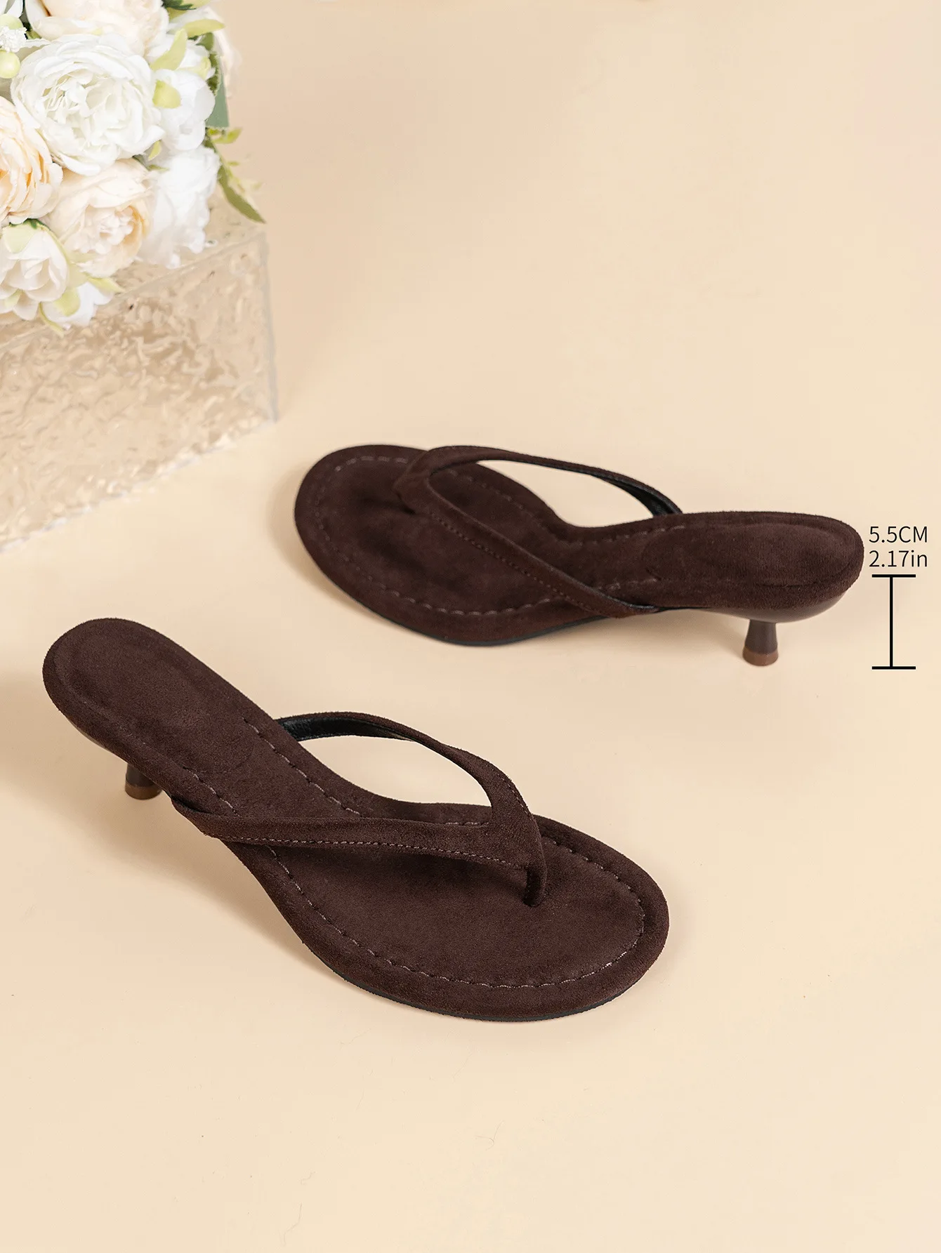 Fashion Round Toe Women Thin Heels Slippers Slides Female Flip Flops Sandals Spring Summer Ladies Heeled Slippers Shoes Pumps