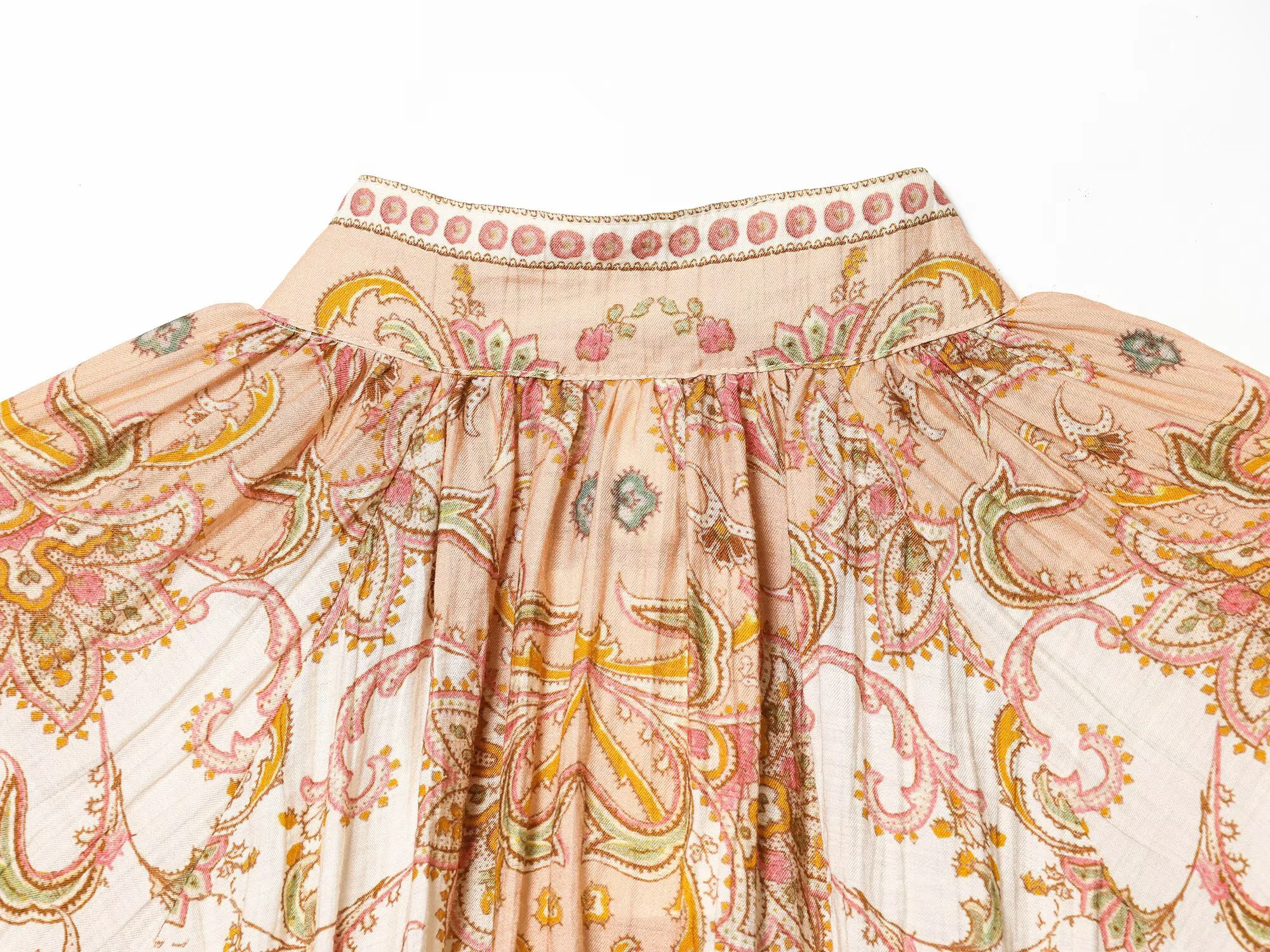 European and American style new women's fashion retro positioning printed pleated decoration single breasted top
