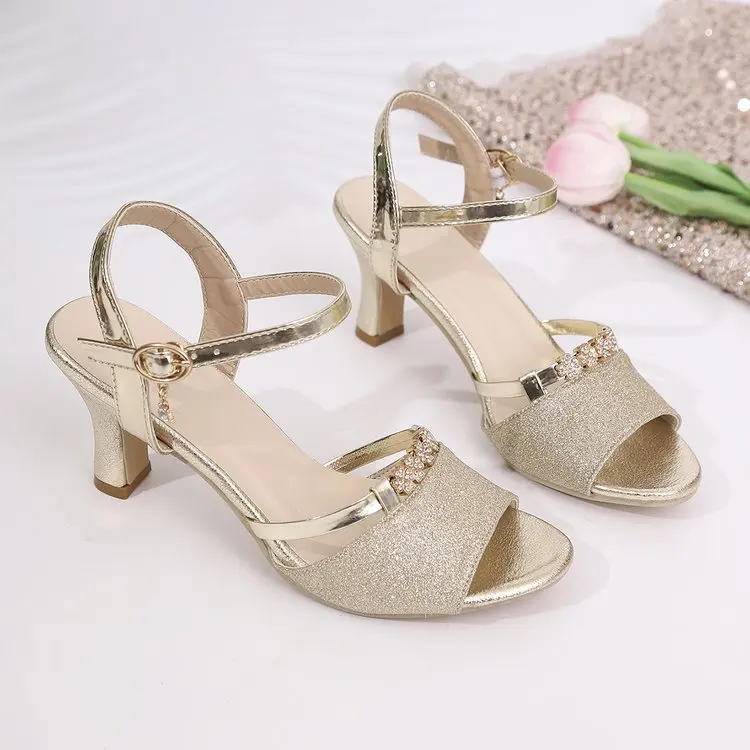 Sandals Block Heel High Heel 2026 Summer Fashion Comfortable Versatile Women Sandals One Word Buckle Open Toe High Heel Sandals
