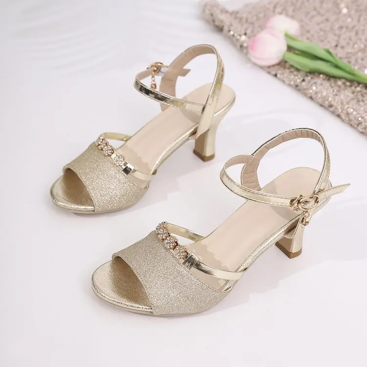 Sandals Block Heel High Heel 2026 Summer Fashion Comfortable Versatile Women Sandals One Word Buckle Open Toe High Heel Sandals