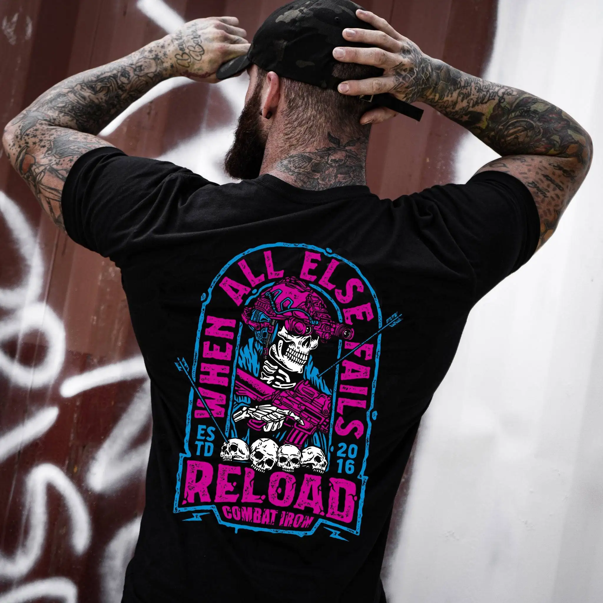 When All Else Fails, Reload Men's T-Shirt - Combat Iron Military T-shirt - Suitable for Sports Wear Pure Cotton