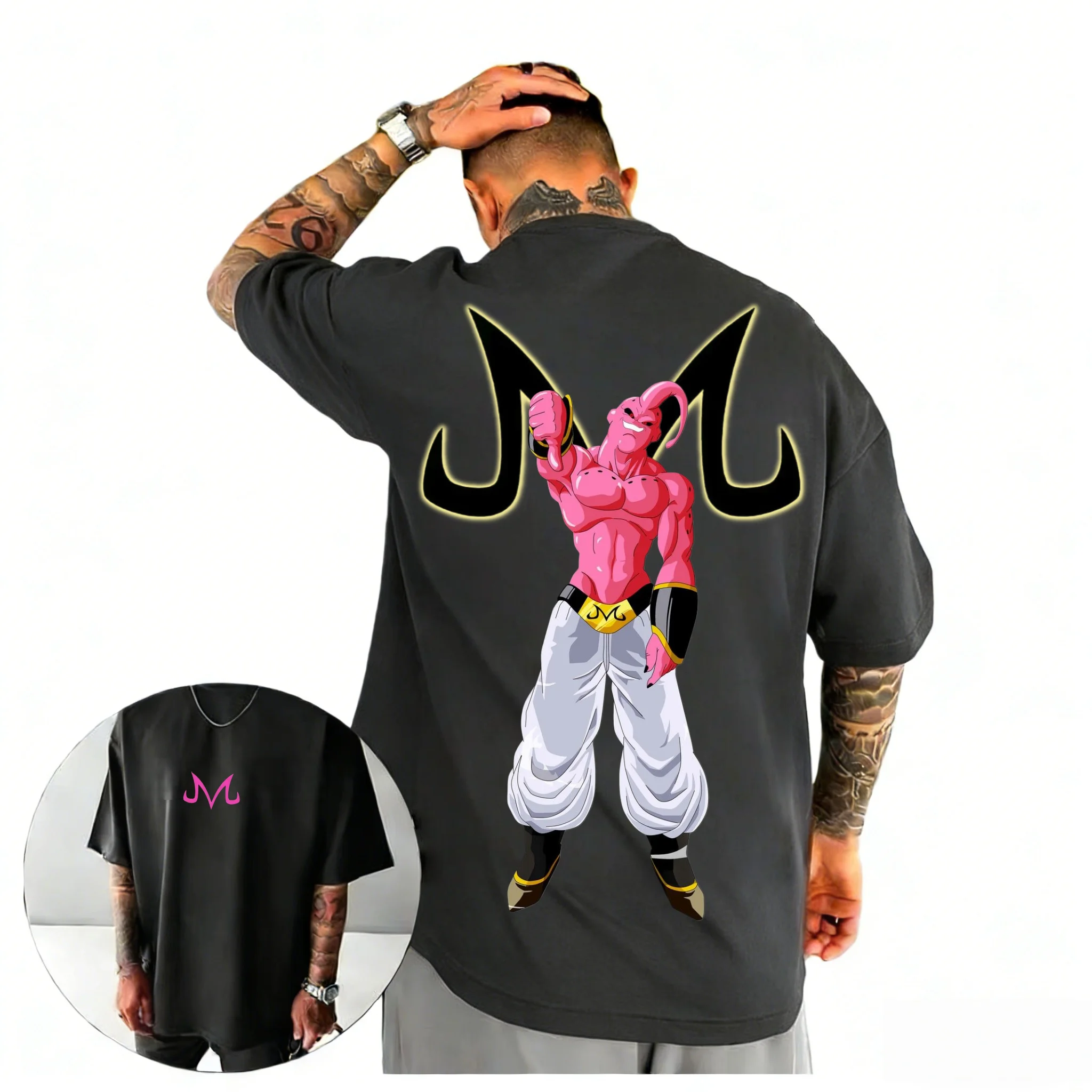 2026 New Dragon Ball Vintage Majin Buu Printed Short Sleeve T-shirt Men's and Women's T-shirt Men's Tops Sports T-shirt Harajuku