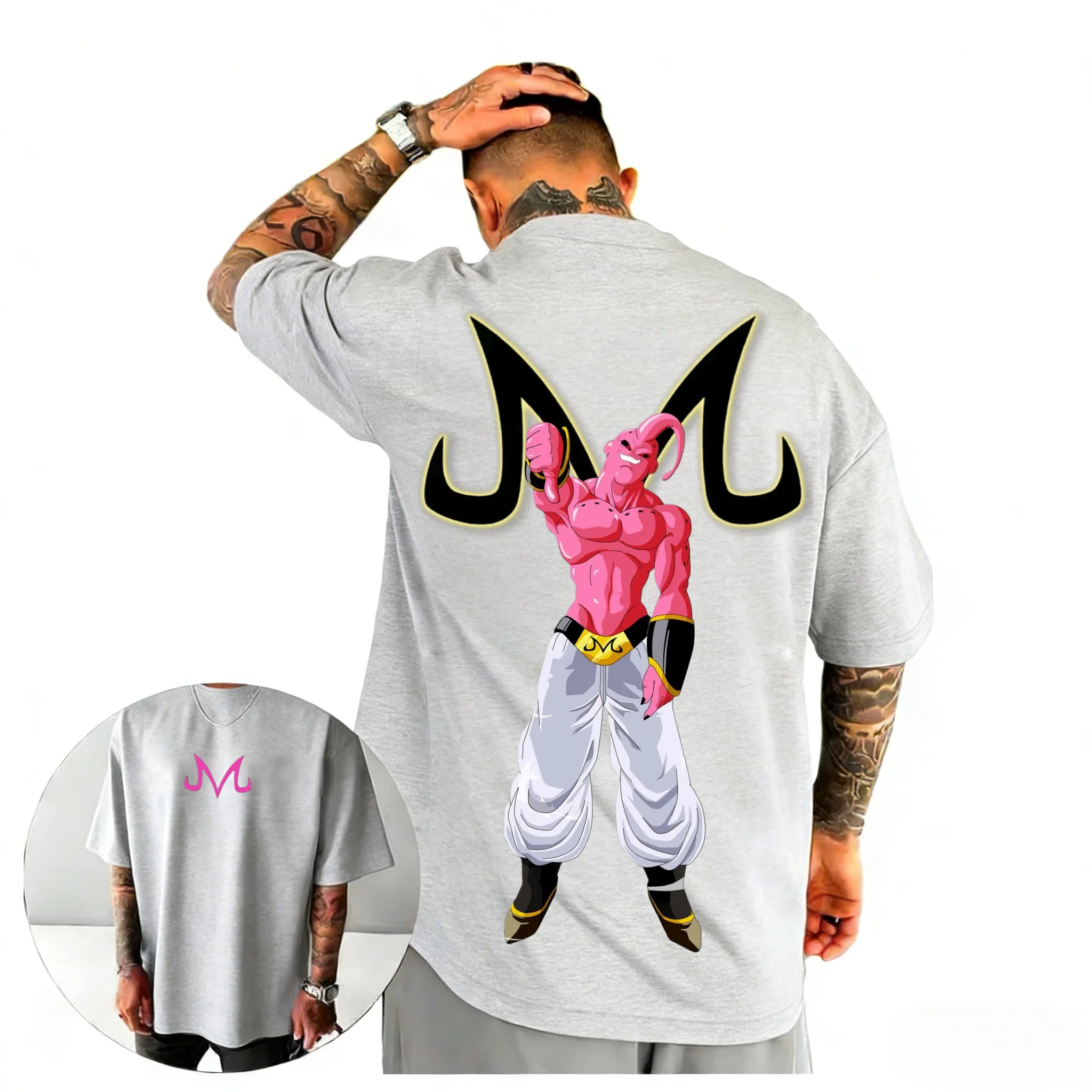2026 New Dragon Ball Vintage Majin Buu Printed Short Sleeve T-shirt Men's and Women's T-shirt Men's Tops Sports T-shirt Harajuku
