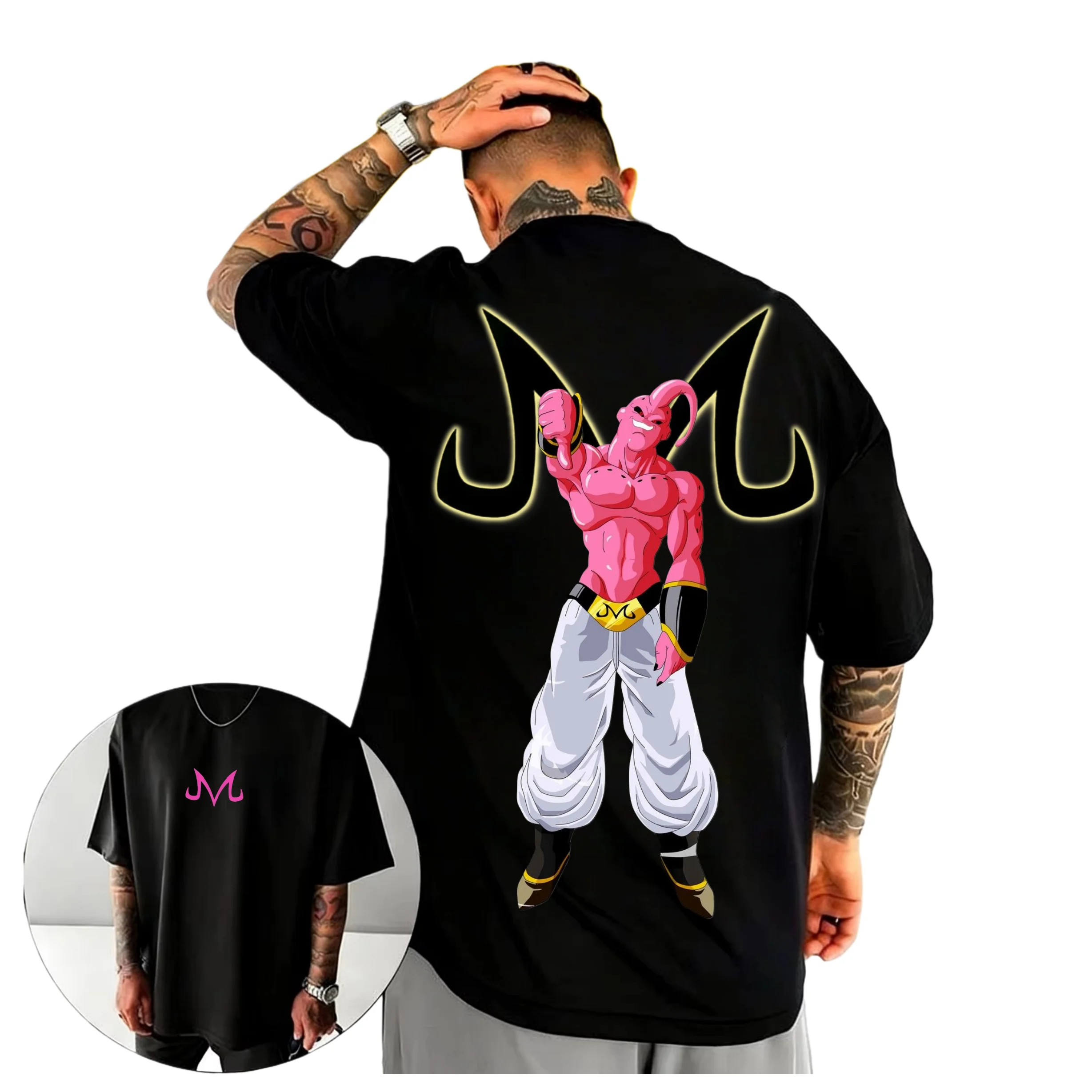 2026 New Dragon Ball Vintage Majin Buu Printed Short Sleeve T-shirt Men's and Women's T-shirt Men's Tops Sports T-shirt Harajuku
