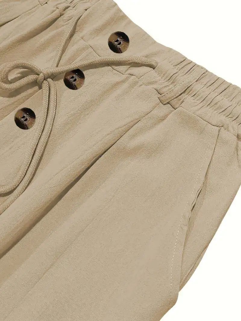New Men's Cotton and Linen Casual Breathable Pants, Fashionable Street Sport Pants, Beach and Outdoor Loose Straight Pants