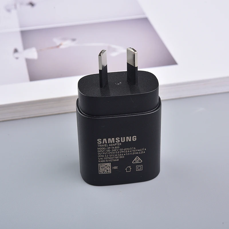 AU Plug Samsung S23 S24 FE S25 Ultra 25W Super Fast Charger Usb Type C Cord For Galaxy Note 20 A52 A72 A25 A15 A17 Power Adapter