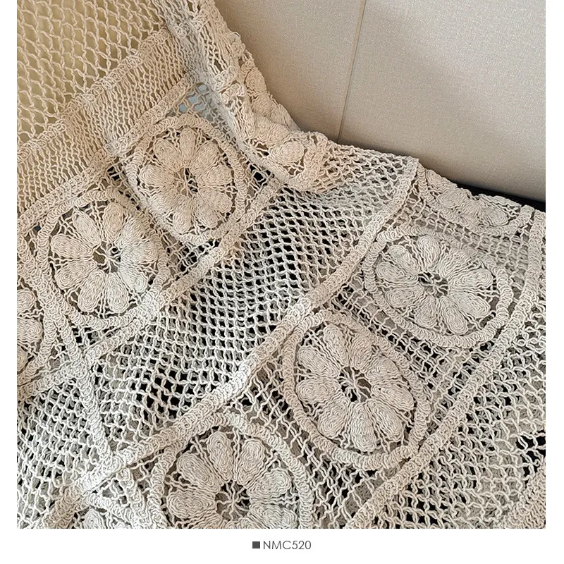 Crochet Midi Skirts Women Openwork Hollow Out Guipure Lace Long Skirt Summer Dress French Chic Retro Boho Hippie Festival Outfit