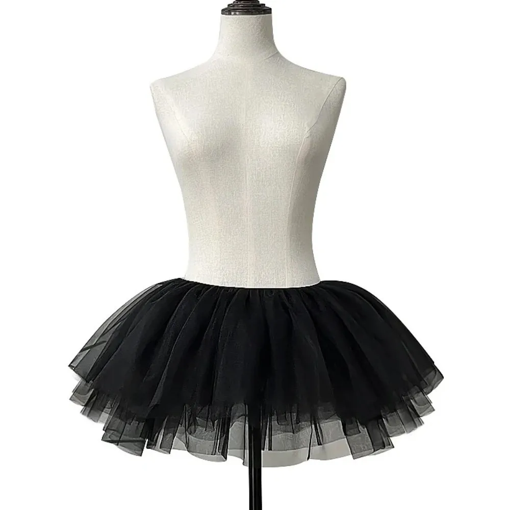 New Puffy Lolita Underskirt 4 Layers White Black Tutu Dress Cosplay Costume Ballgown Petticoats Women