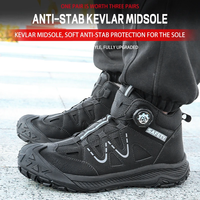 Mid-Top Rubber-Soled Safety Shoes for Men and Women, Work Shoes, Protective Shoes, Anti-Smashing, Anti-Puncture