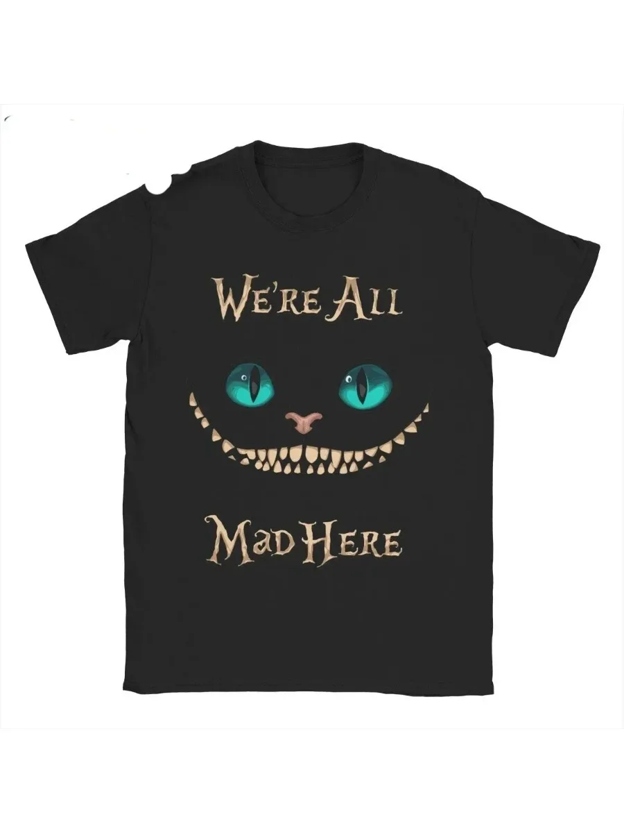 2026 New Alice in Wonderland Cheshire Cat TShirt Clothes Crazy Sleeve Crew Neck Shirt Summer Top Harajuku Short Sleeve Casual