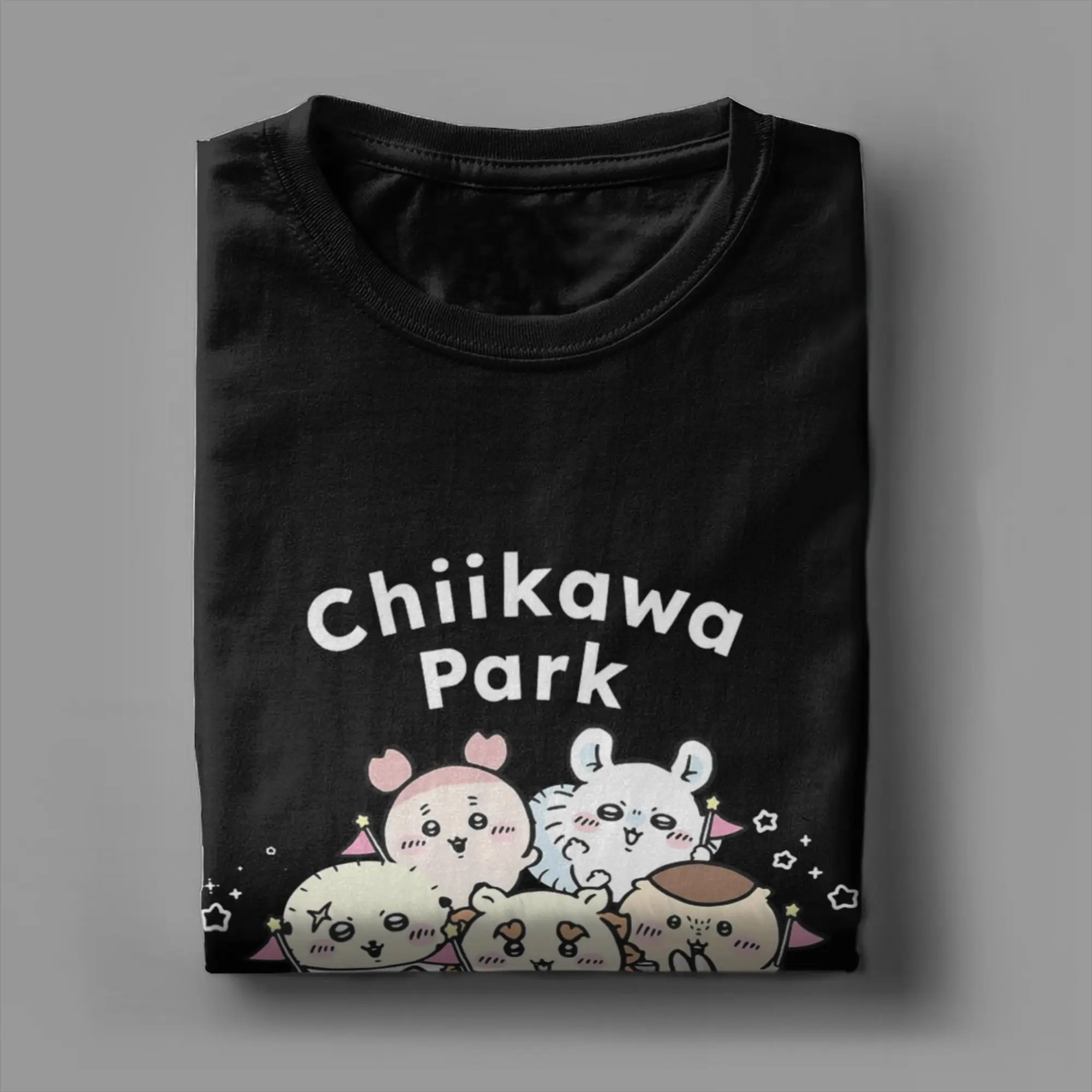 Chiikawas and Friends T-Shirt for Men Funny Pure Cotton Tee Shirt Crewneck Short Sleeve T Shirt Summer Clothes