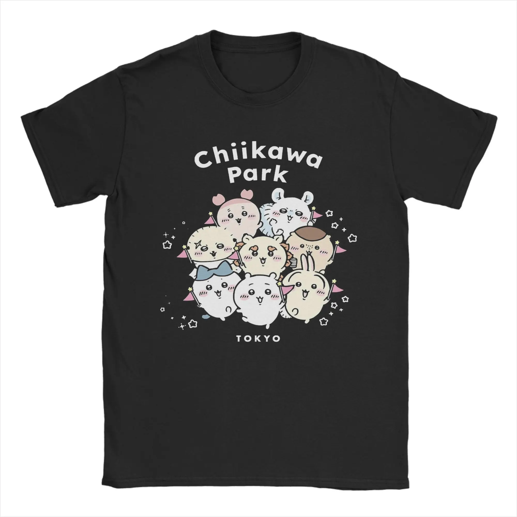 Chiikawas and Friends T-Shirt for Men Funny Pure Cotton Tee Shirt Crewneck Short Sleeve T Shirt Summer Clothes