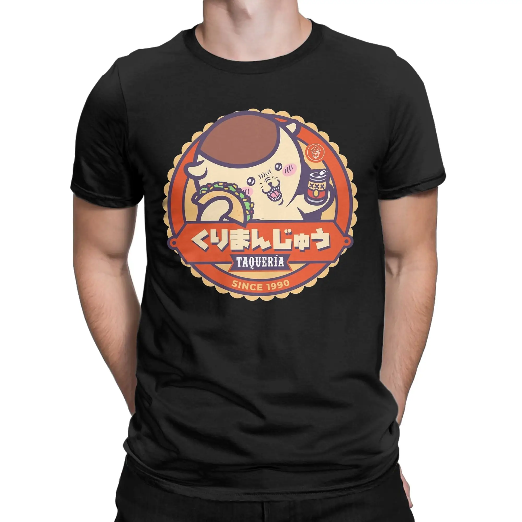 KURIMANJU TACO Chiikawas T Shirts for Men 100% Cotton Vintage T-Shirt O Neck Tees Short Sleeve Clothes Unique