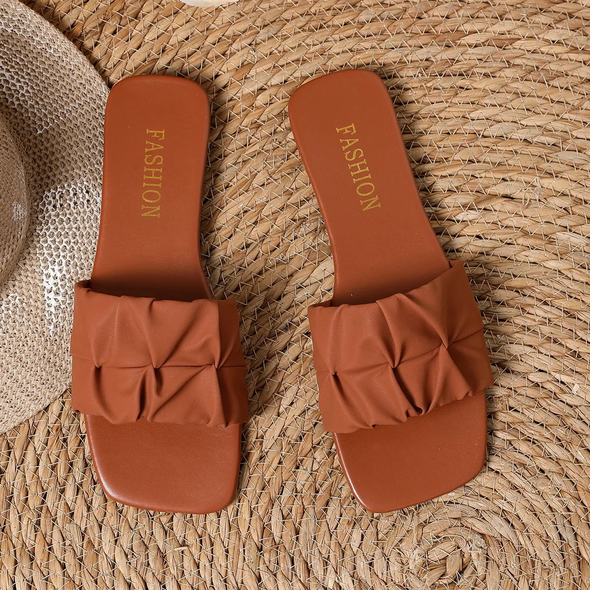2026 New Women'S Summer Sandals, Women'S Casual And Fashionable One-Piece Sandals, Women'S Outdoor Casual Pleated Slippers