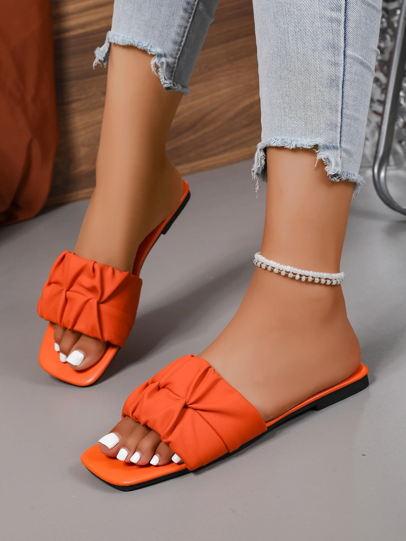 2026 New Women'S Summer Sandals, Women'S Casual And Fashionable One-Piece Sandals, Women'S Outdoor Casual Pleated Slippers