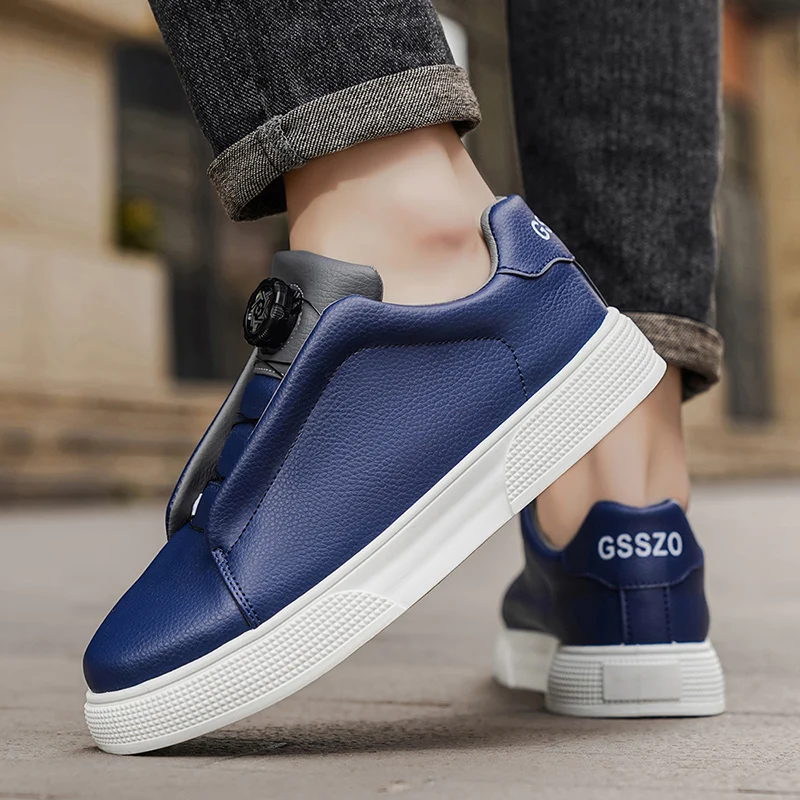Men's casual skate shoes, sports casual shoes, and everyday outdoor hiking shoes, available in black, white, and blue