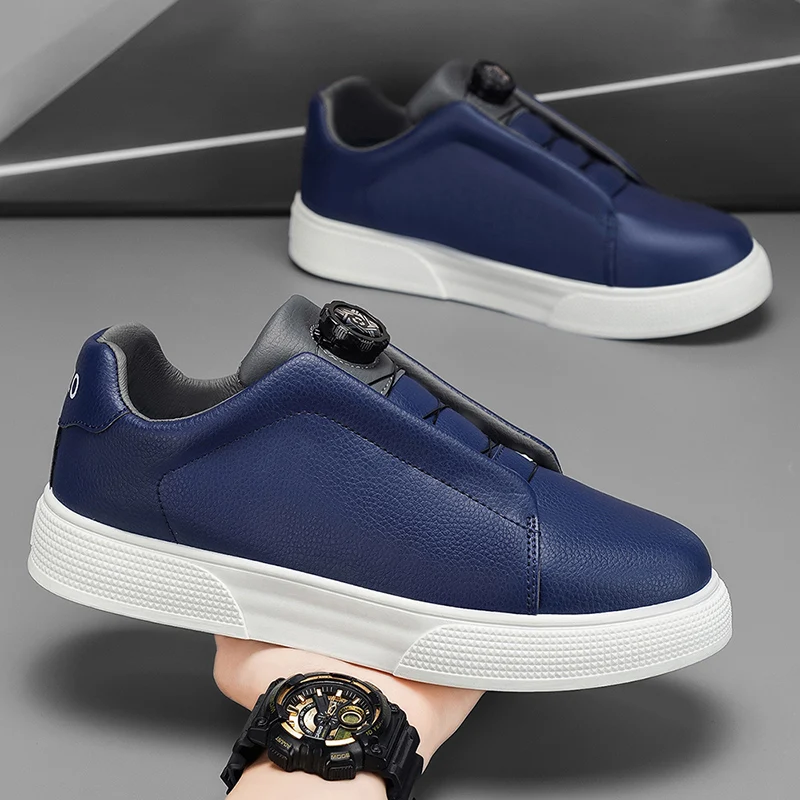 Men's casual skate shoes, sports casual shoes, and everyday outdoor hiking shoes, available in black, white, and blue