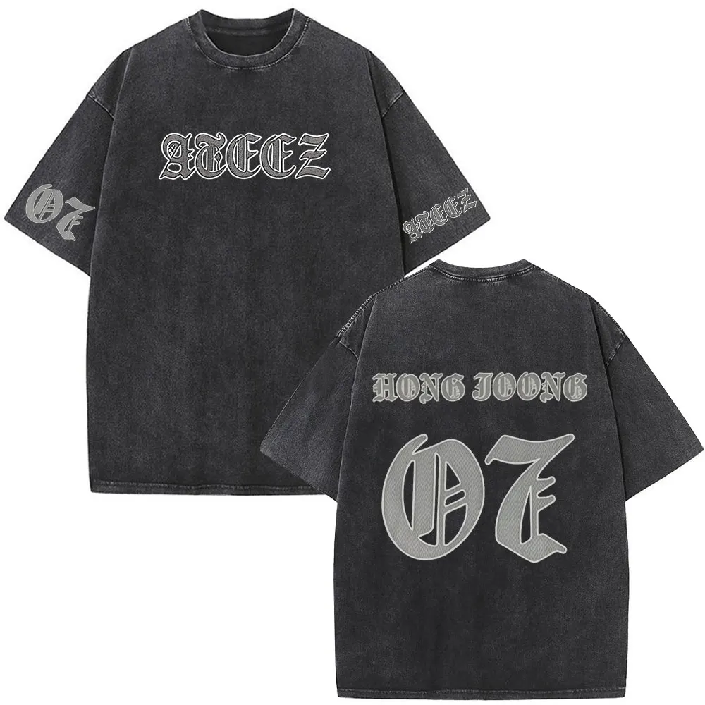 Korean Kpop ATEEZ Mingi 2026 World Tour in Your Fantasy Vintage Washed T-shirts Men Women Clothing Fashion Cotton Casual T-shirt