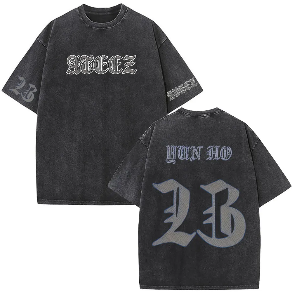 Korean Kpop ATEEZ Mingi 2026 World Tour in Your Fantasy Vintage Washed T-shirts Men Women Clothing Fashion Cotton Casual T-shirt