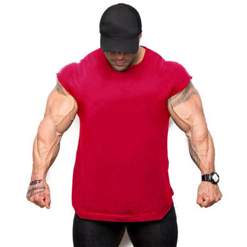 Plain Mens Casual Fitness Tank Tops Gym Bodybuilding Muscle Training T-Shirts Summer Cotton Loose Breathable Sleeveless Singlets
