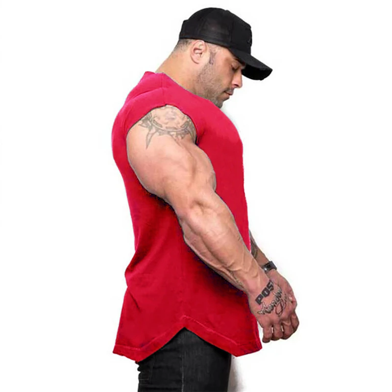 Plain Mens Casual Fitness Tank Tops Gym Bodybuilding Muscle Training T-Shirts Summer Cotton Loose Breathable Sleeveless Singlets