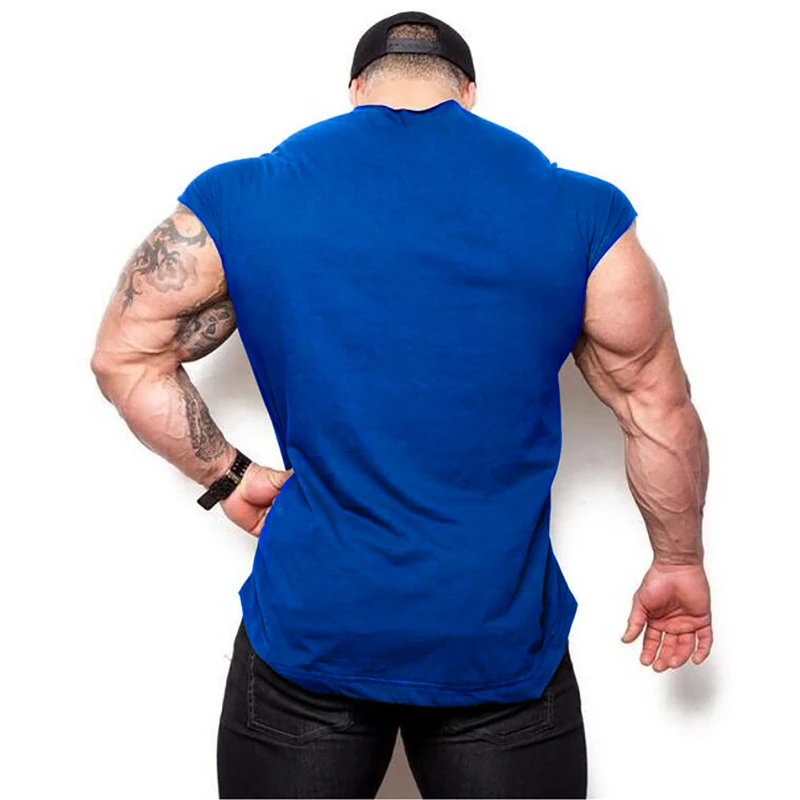 Plain Mens Casual Fitness Tank Tops Gym Bodybuilding Muscle Training T-Shirts Summer Cotton Loose Breathable Sleeveless Singlets