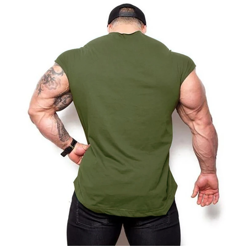 Plain Mens Casual Fitness Tank Tops Gym Bodybuilding Muscle Training T-Shirts Summer Cotton Loose Breathable Sleeveless Singlets