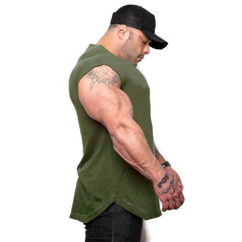 Plain Mens Casual Fitness Tank Tops Gym Bodybuilding Muscle Training T-Shirts Summer Cotton Loose Breathable Sleeveless Singlets