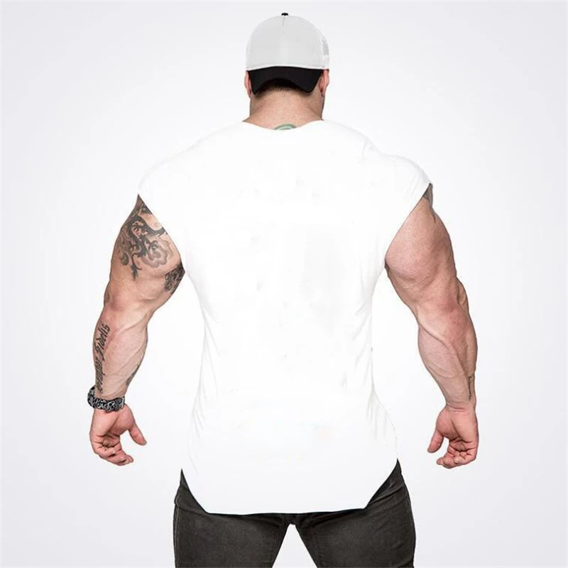 Plain Mens Casual Fitness Tank Tops Gym Bodybuilding Muscle Training T-Shirts Summer Cotton Loose Breathable Sleeveless Singlets