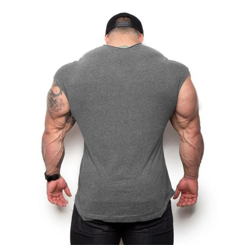Plain Mens Casual Fitness Tank Tops Gym Bodybuilding Muscle Training T-Shirts Summer Cotton Loose Breathable Sleeveless Singlets