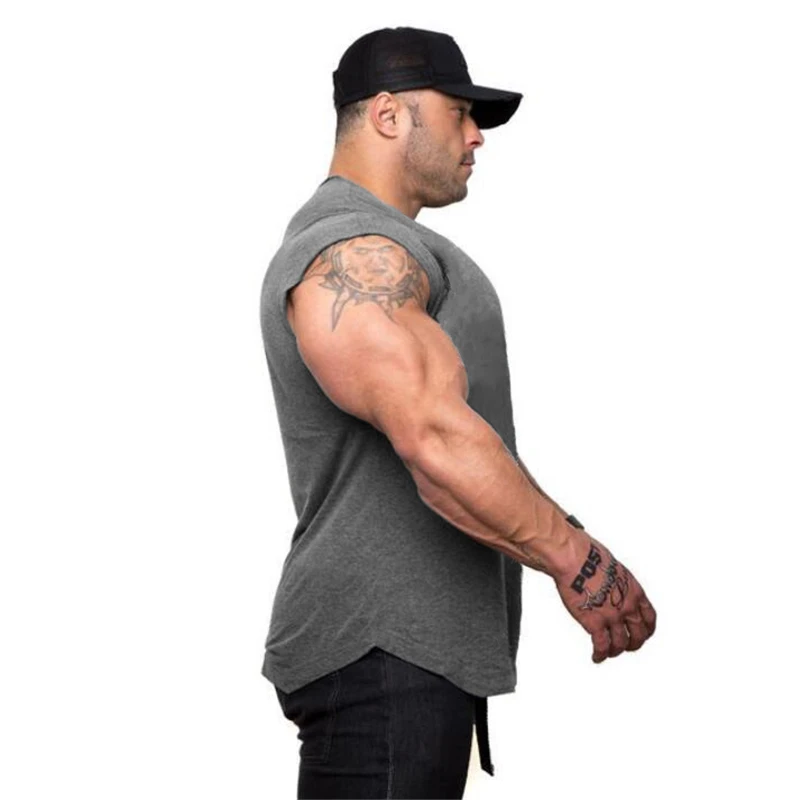 Plain Mens Casual Fitness Tank Tops Gym Bodybuilding Muscle Training T-Shirts Summer Cotton Loose Breathable Sleeveless Singlets