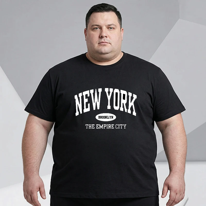 Plus Size Summer T-shirt Men Black Printed Tees 110-180kg 5XL 6XL 7XL Cotton Oversized Tops Big Size Men Clothing 플러스 크기 티셔츠