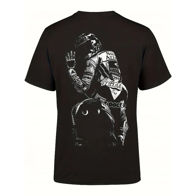 Men'S T-Shirt for Motorcycle Racing Featuring The Number 46 - A Retro Design That Resembles A Racing Jersey, Perfect for Track