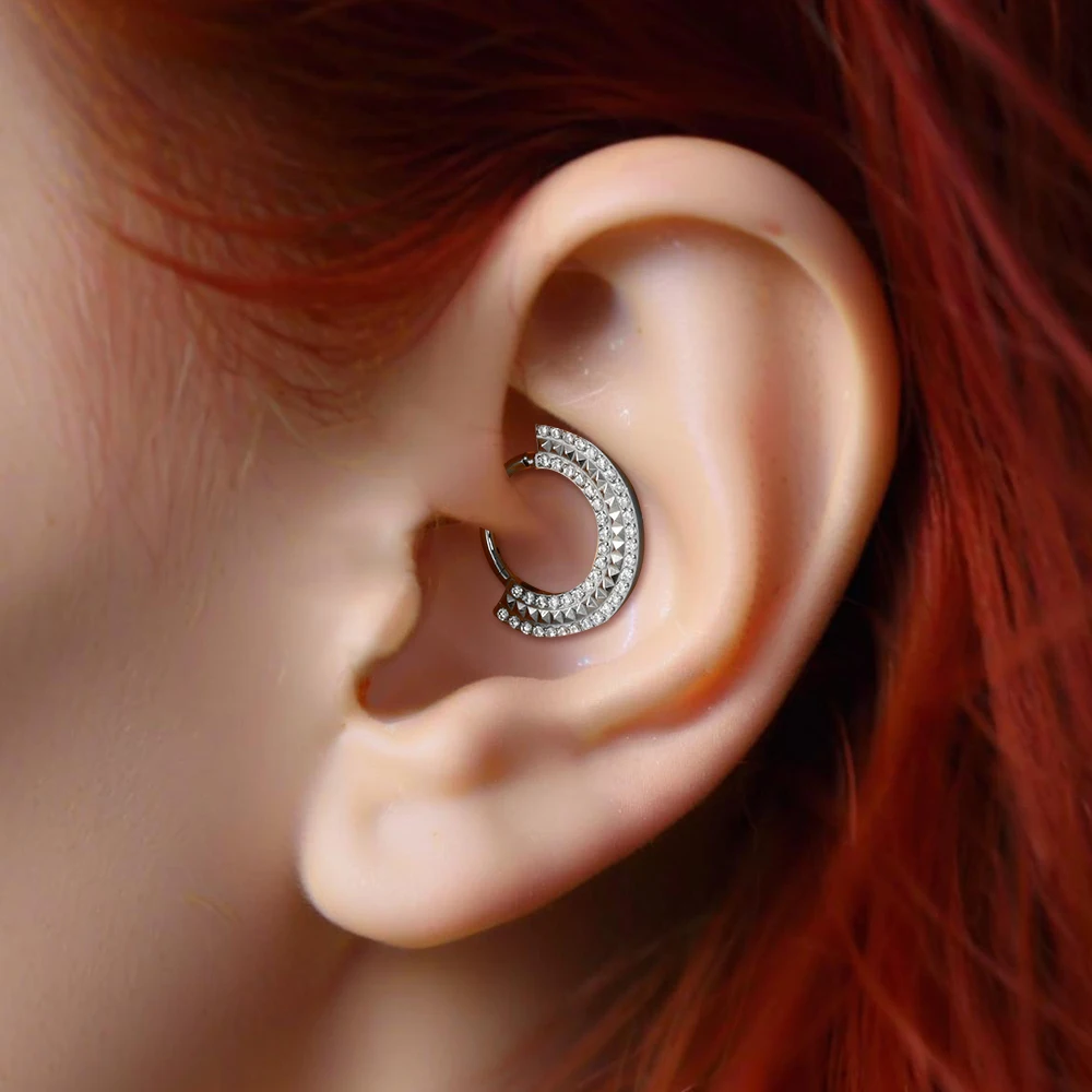 1PC Pure Titanium G23 Septum Ring Nose Clip CZ Earrings Hoop 16G Conch Ear Cartilage Tragus Lobe Body Piercing Jewelry