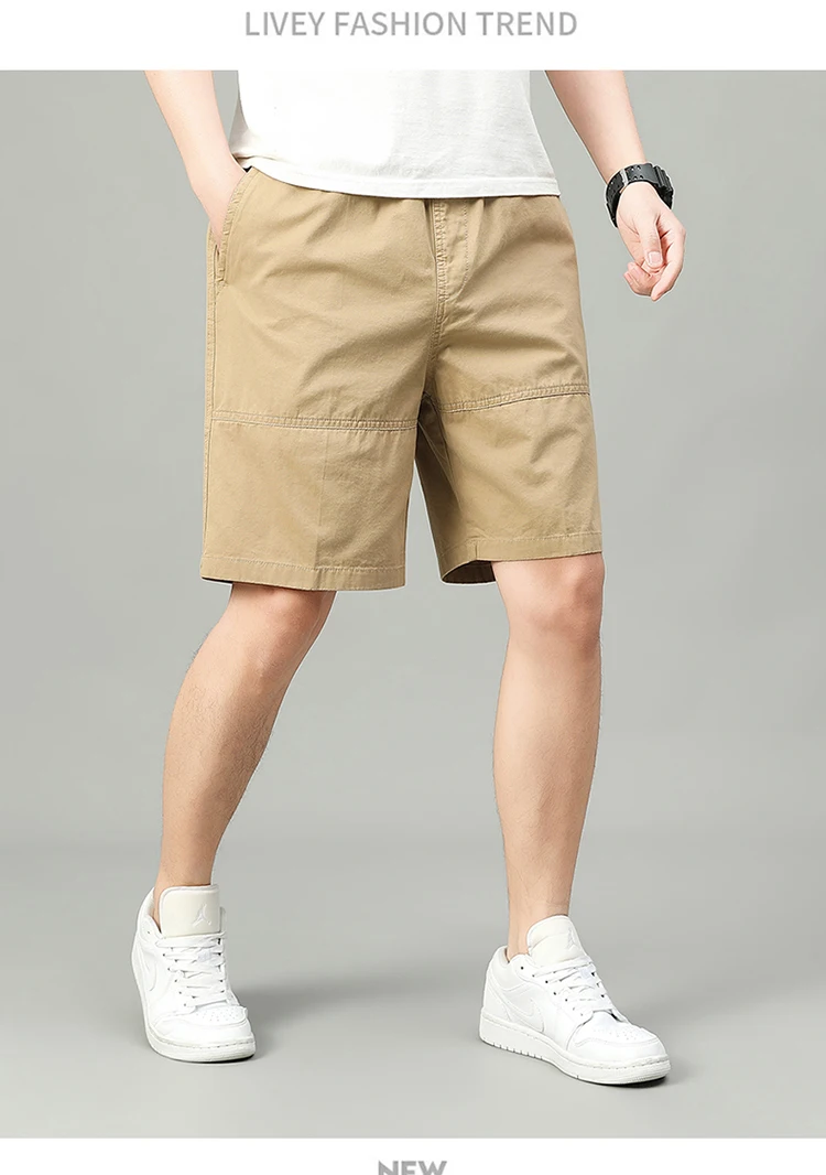 Summer Shorts Man 100% Cotton Lightweight Breathable Casual Fashion Short Pants Elastic Drawstring Outdoor Hiking Shorts