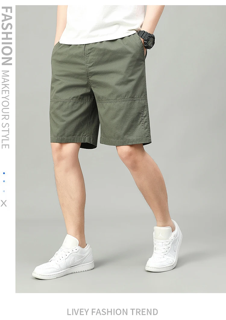 Summer Shorts Man 100% Cotton Lightweight Breathable Casual Fashion Short Pants Elastic Drawstring Outdoor Hiking Shorts
