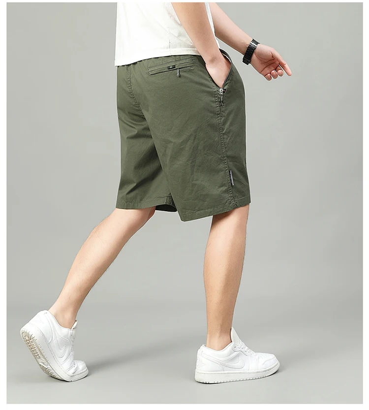 Summer Shorts Man 100% Cotton Lightweight Breathable Casual Fashion Short Pants Elastic Drawstring Outdoor Hiking Shorts