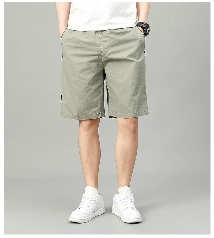 Summer Shorts Man 100% Cotton Lightweight Breathable Casual Fashion Short Pants Elastic Drawstring Outdoor Hiking Shorts