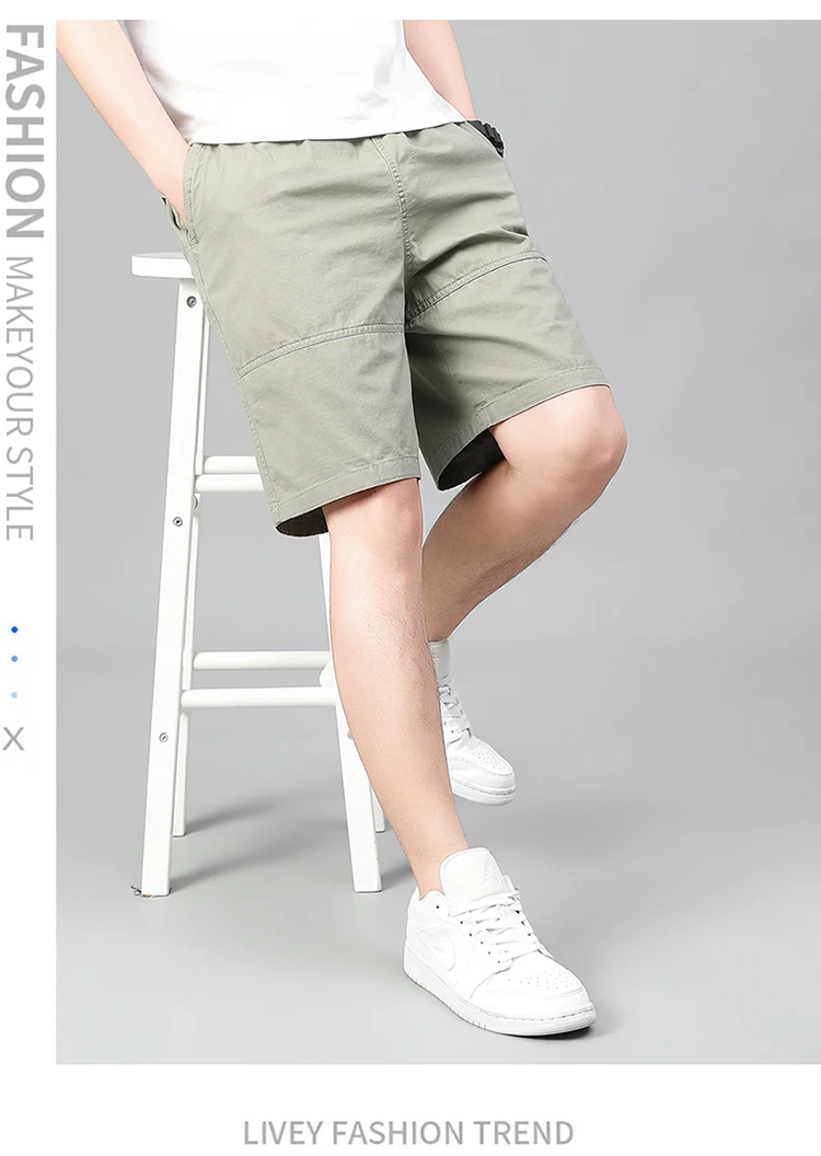 Summer Shorts Man 100% Cotton Lightweight Breathable Casual Fashion Short Pants Elastic Drawstring Outdoor Hiking Shorts
