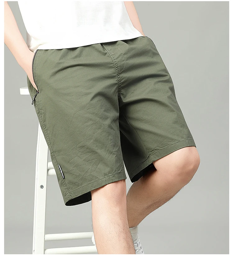 Summer Shorts Man 100% Cotton Lightweight Breathable Casual Fashion Short Pants Elastic Drawstring Outdoor Hiking Shorts