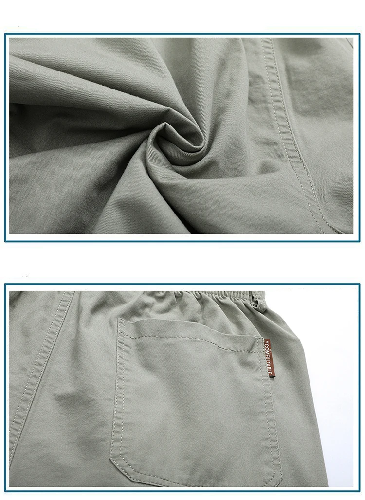 Summer Shorts Man 100% Cotton Lightweight Breathable Casual Fashion Short Pants Elastic Drawstring Outdoor Hiking Shorts